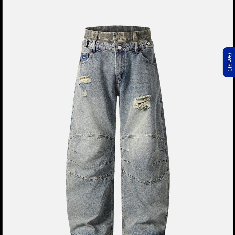 Aelfric Eden Light Blue Distressed Wide Leg Jeans